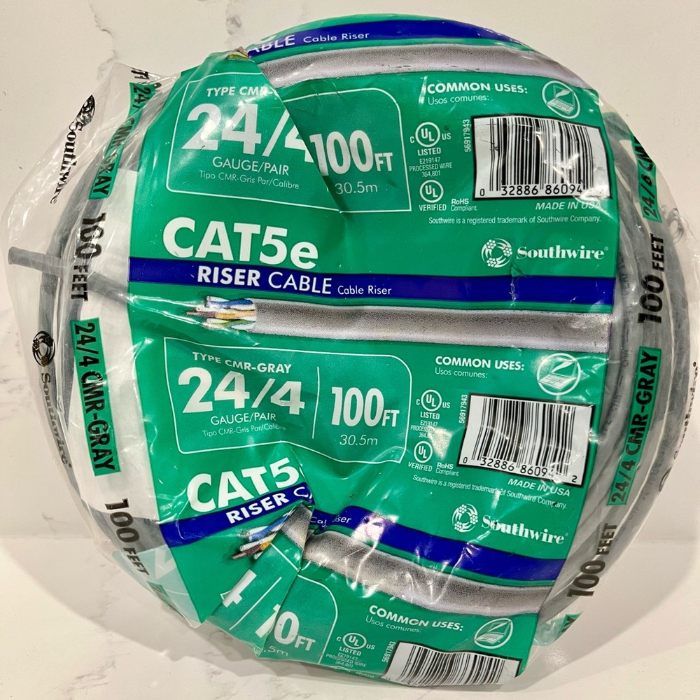 NEW! Southwire 24/4 CAT 5E (100ft)